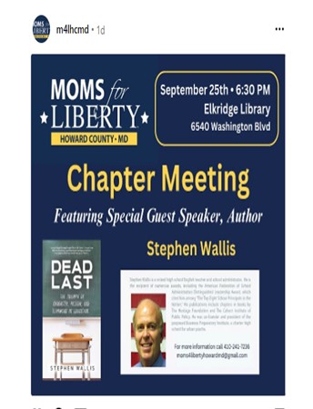 Howard, County, Maryland - Sep 25, 2023 - Moms for Liberty - Chapter Meeting