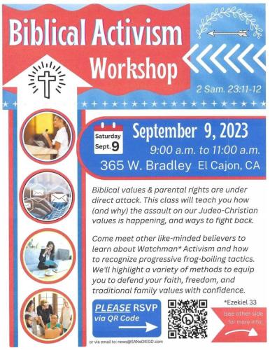El Cajon, California - Sep 9, 2023 - Biblical Activism Workshop