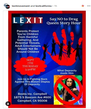 Campbell, California - Sep 7, 2023 - Say No to Drag Queen Story Hour