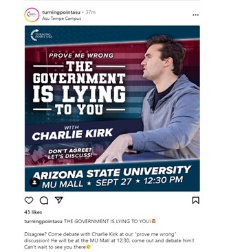 Arizona State University - MU Mall - Sep 27, 2023 - The Government is Lying to You with Charlie Kirk