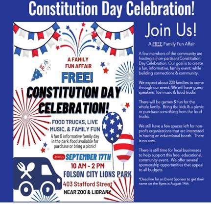 Folsom, California - Sep 17, 2023 - Constitution Day Celebration