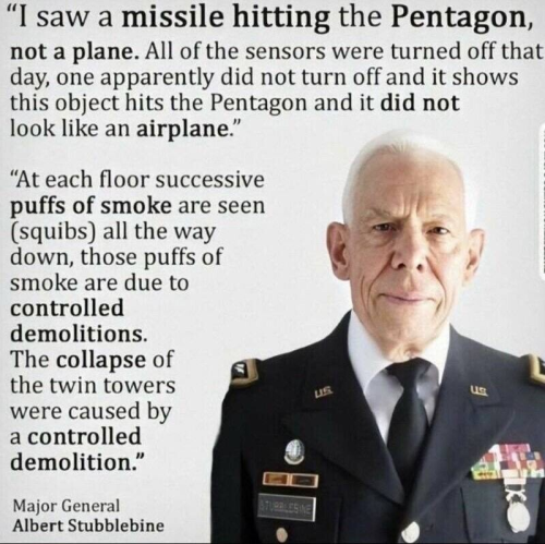Major General saw a missile hit the Pentagon