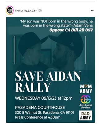 Pasadena, California - Sep 13, 2023 - Save Aidan - Rally and Press Conference