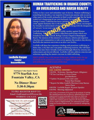 Fountain Valley, California - Sep 23, 2023 - VENUE CHANGE -Human Trafficking In Orange County