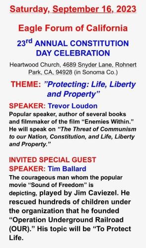 Rohnert Park, California - Sep 16, 2023 - Eagle Forum - Protecting Life, Liberty and Property - Trevor Loudon