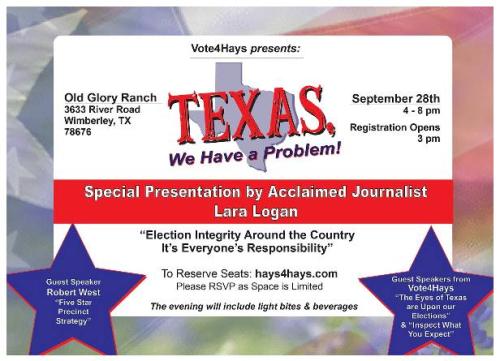 Wimberley, Texas - Sep 28, 2023 - Texas We Have a Problem with Special Presentation by Lara Logan