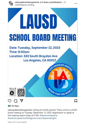 Los Angeles, California - Sep 12, 2023 - LAUSD School Board Meeting