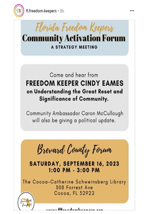 Cocoa, Florida - Sep 16, 2023 - Florida Freedom Keepers - Community Activation Forum