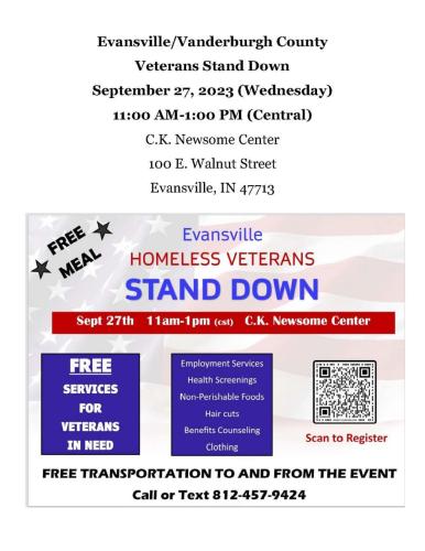 Evansville, Indiana - Sep 27, 2023 - Homeless Veterans Stand Down