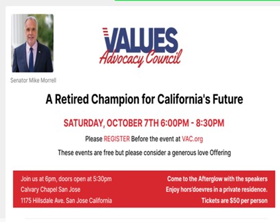 San Jose, California - Oct 7, 2023 - Values Advocacy Council - The Road to REstoring the Family