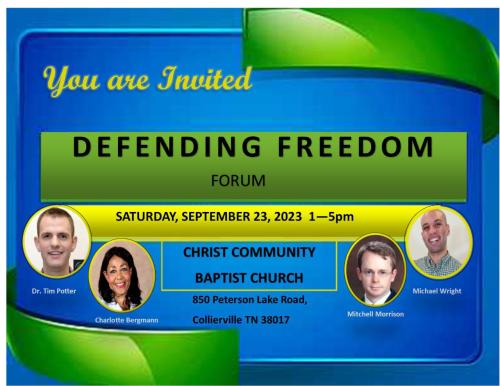 Collierville, Tennessee - Sep 23, 2023 - Defending Freedom Forum