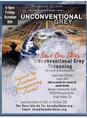 Grass Valley, California - Oct 6, 2023 - Screening of Save Our Skies UNconventional Grey
