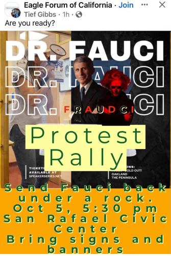 Marin County, California - Oct 5, 2023 - Protest Dr. Fauci