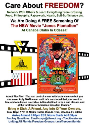 Odessa, Florida - Sep 17, 2023 - Free Screening of the Movie Jones Plantation