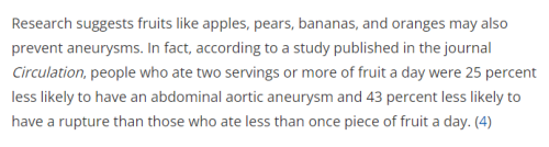 Fruit and Aneurysm prevention
