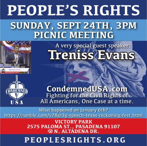 Pasadena, California - Sep 24, 2023 - People's Rights Picnic Meeting - Treniss Evans