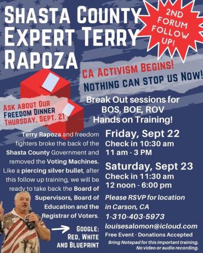 Carson, California - Sep 22 & 23, 2023 - Learn How Shasta County Removed Voting Machines