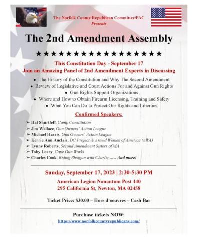 Newton, Massachusetts - Sep 17, 2023 - The 2nd Amendment Assembly