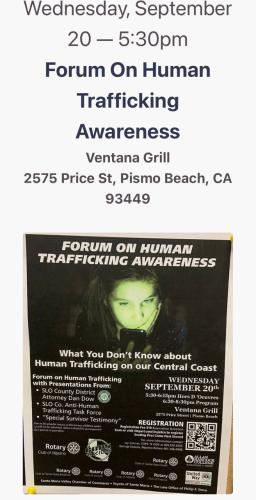 Pismo Beach, California - Sep 20, 2023 - Forum on Human Trafficking Awareness