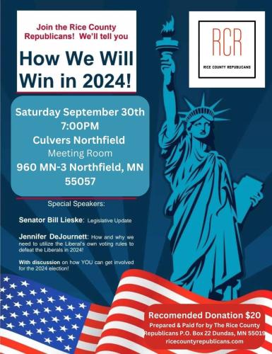 Northfield, Minnesota - Sep 30, 2023 - Rice County Republicans - How We Will Win 2024