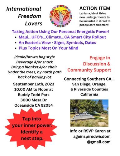 Oceanside, California - Sep 16, 2023 - Meeting of International Freedom Lovers