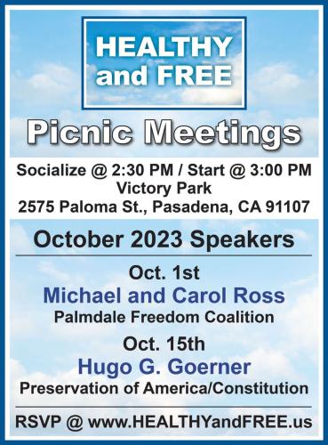 Pasadena, California - Oct 15, 2023 - Healthy and Free Picnic Meeting - Hugo G. Goerner