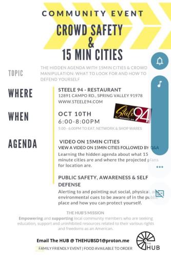 Spring Valley, California - Oct 10, 2023 - Crowd Safety and 15 Minute Cities