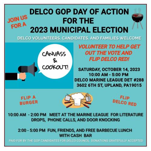 Upland, Pennsylvania - Oct 14, 2023 - DELCO GOP Day of Action
