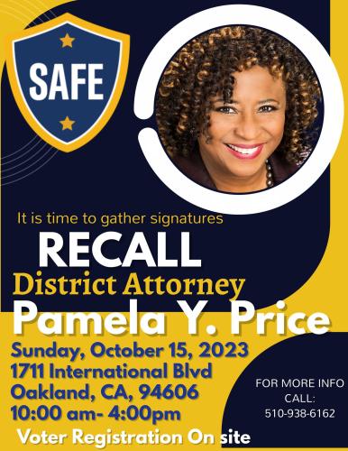 Oakland, California - Oct 25, 2023 - Recall District Attorney Pamela Y. Price