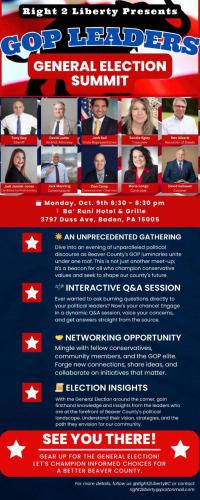 Baden, Pennsylvania - Oct 9, 2023 - GOP Leaders General Election Summit