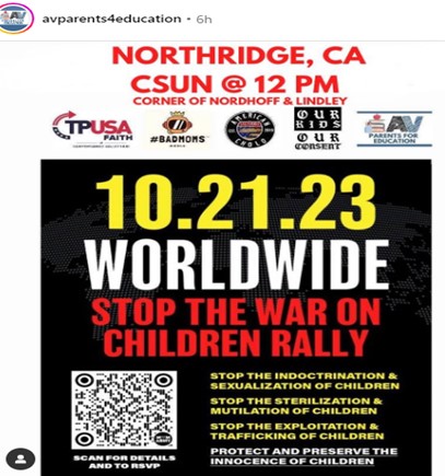 Northridge, California - Oct 21, 2023 - Stop the War on Children Rally