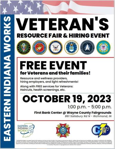 Richmond, Indiana - Oct 19, 2023 - Veterans Resource Fair and Hiring Event