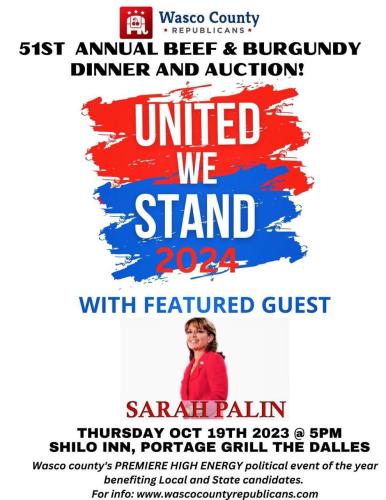 Dales, Oregon - Oct 19, 2023 - United We Stand Featuring Sarah Palin