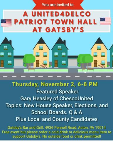 Aston, Pennsylvania - Nov 2, 2023 - Patriot Town Hall