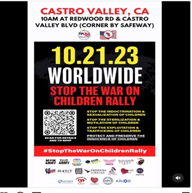 Castro Valley, California - Oct 21, 2023 - Stop the War on Children Rally