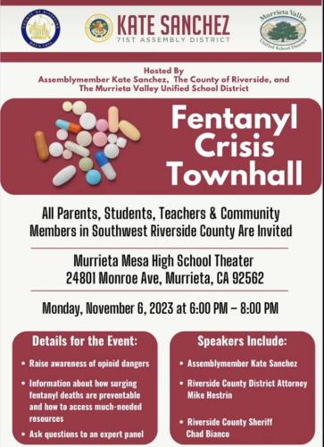 Murrieta, California - Nov 6, 2023 - Fentanyl Crisis Town Hall