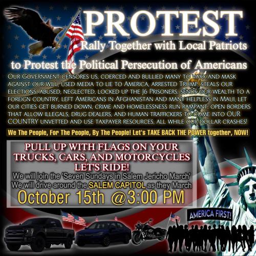 Salem, Oregon - Oct 15, 2023 - Protest Rally Against the Political Persecution of Americans
