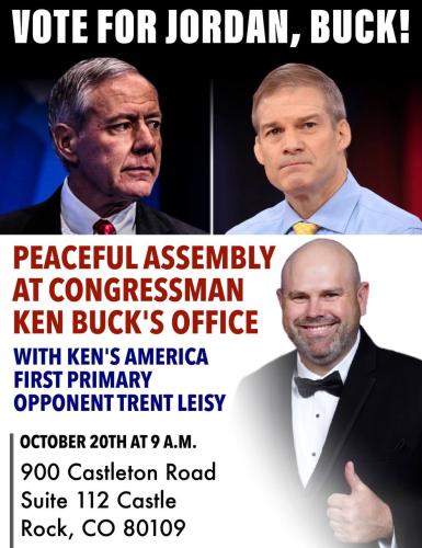 Castle Rock, Colorado - Oct 20, 2023 - Peaceful Assembly at Congressman Ken Buck's Office