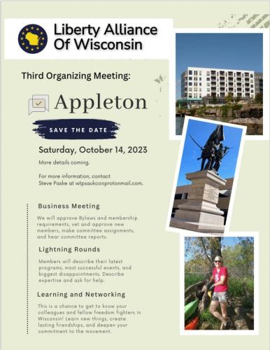 Appleton, Wisconsin - Oct 14, 2023 - Liberty Alliance of Wisconsin Organizing Meeting
