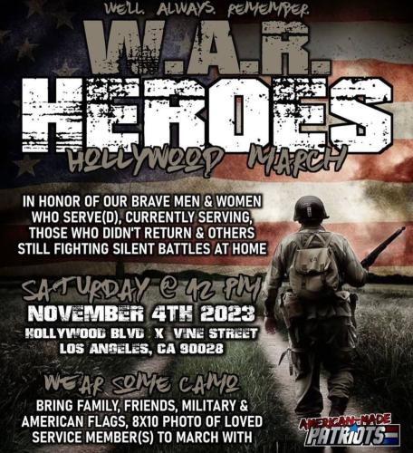 Los Angeles, California - Nov 4, 2023 - Hollyward March in Honor of Our War Heroes