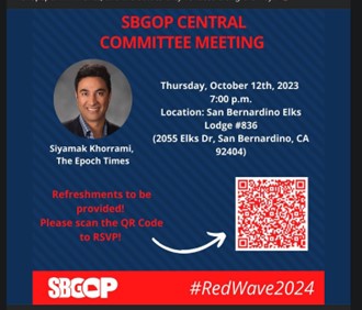 San Bernardino, California - Oct 12, 2023 - SBGOP Central Committee Meeting Featuring Siyamak Khorrami of The Epoch Times