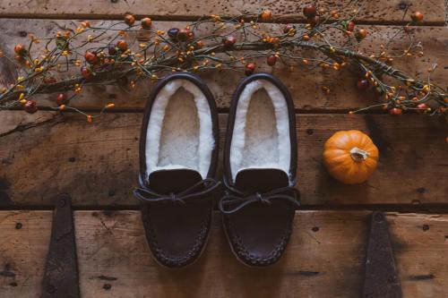 Sheepskin lined Moccasins for fall