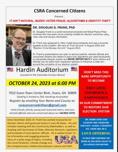 Evans, Georgia - Oct 24, 2023 - CSRA Concerned Citizens Presents Dr. Douglas Frank