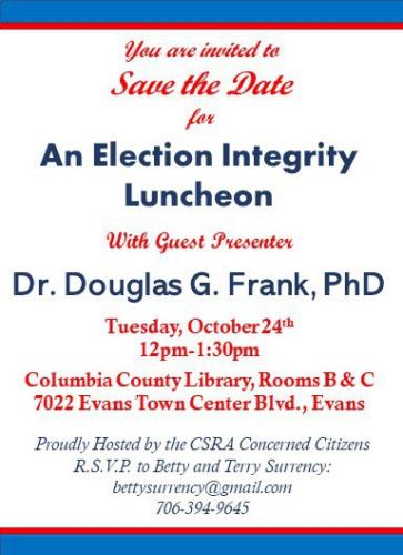 Evans, Georgia - Oct 24, 2023 - Election Integrity Luncheon with Dr. Douglas Frank