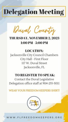 Jacksonville, Florida - Nov 2, 2023  Freedom Keepers Delegation Meeting