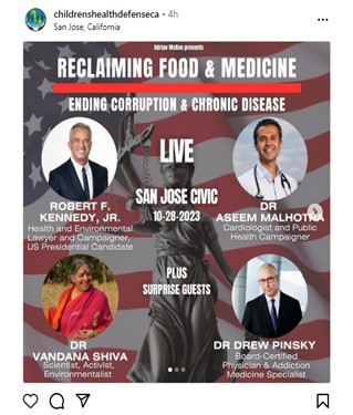 San Jose, California - Oct 28, 2023 - Reclaiming Food and Medicine - Ending Corruption and Chronic Disease