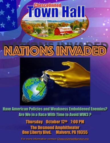 Malvern, Pennsylvania - Oct 12, 2023 - ScescoUnited Town Hall - Nations Invaded