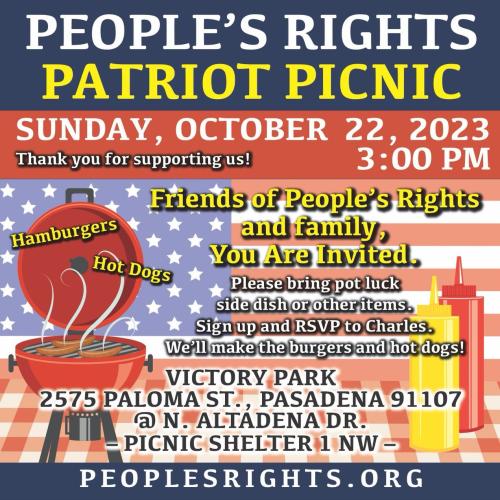 Pasadena, California - Oct 22, 2023 - People's Rights Patriot Picnic