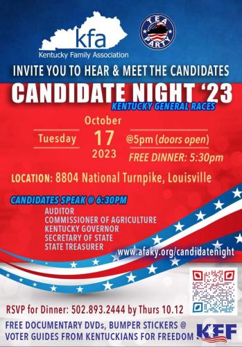 Louisville, Kentucky - Oct 17, 2023 Candidate Night - Kentucky General Races