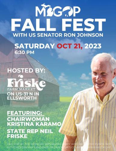 Ellsworth. Michigan - Oct 21, 2023 - MIGOP Fall Fest with US Senator Ron Johnson